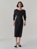 레티켓 스튜디오(LETQ STUDIO) 보우 트위드 드레스, 펄 블랙