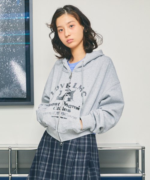 WM LOVE ANGEL ZIP-UP HOODIE heather gray