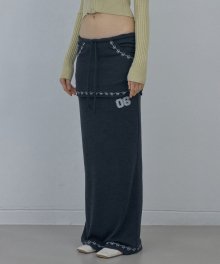Shirring Layered Maxi Skirt Black