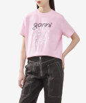 가니(GANNI) 여성 베이직 저지 썬 릴렉스핏 반소매 티셔츠 - 핑크 / T3771395