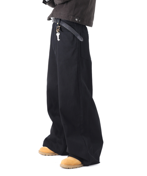 ZEPLIN MAX WIDE CHINO PANTS (BLACK)