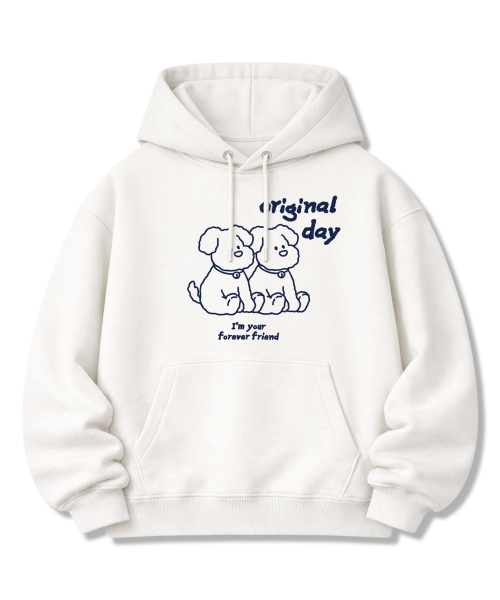 Оверсайз худи Forever Friends White (с начесом на выбор)