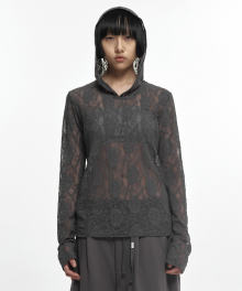 LACE HOODIE SHIRT CHARCOAL