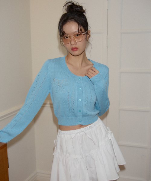 Ribbon Shirring Mini Skirt_ White