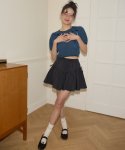 살롱 드 욘(SALON DE YOHN) Ribbon Shirring Mini Skirt_ Black
