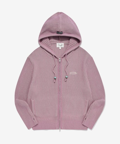 MUSINSA | PHYPS PHYPS® BEAD POINT KNIT HOODIE ZIP UP PINK