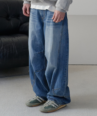 curved denim pants (blue)