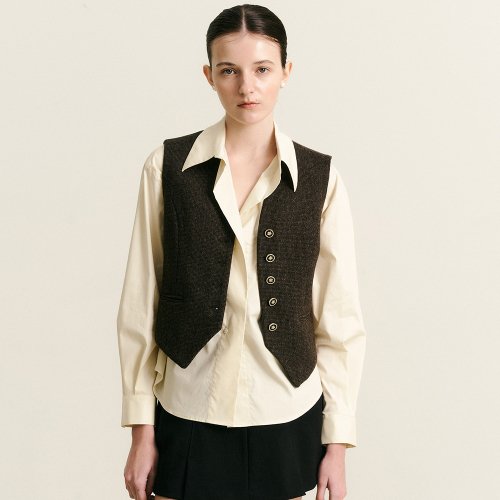 WD_Plaid collarless vest