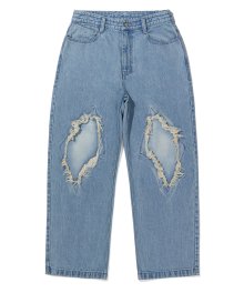 PATCHED STRAIGHT PANTS - LIGHT BLUE