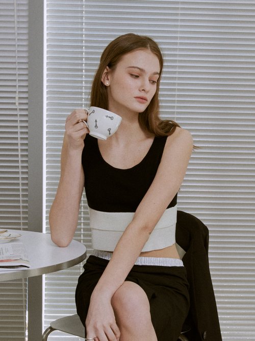 Sleeveless color block knit top