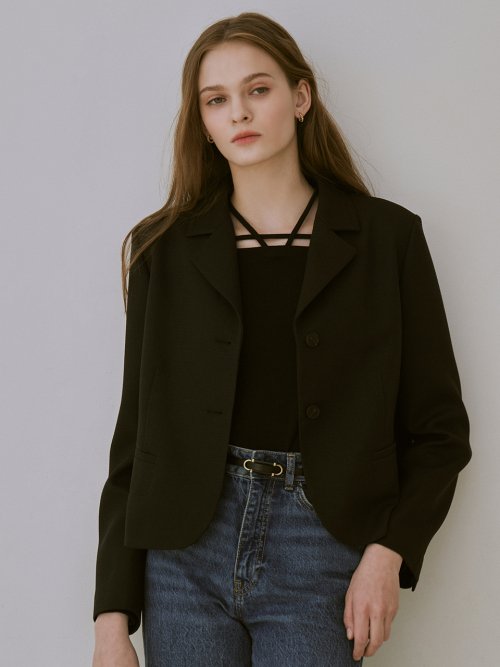 Tailored semi crop jacket (2color)