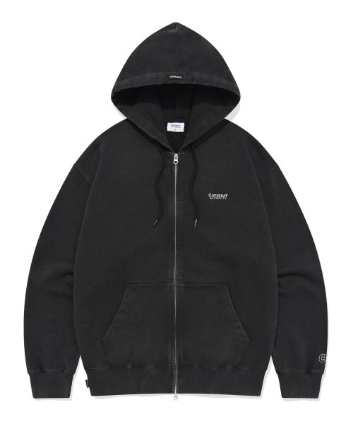 Pigmented Authentic Logo Hoodie Zip-Up Charcoal [BLACK]