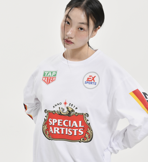 Тяжёлый хлопок RACING SYMBOL PRINT LONG SLEEVE WHITE