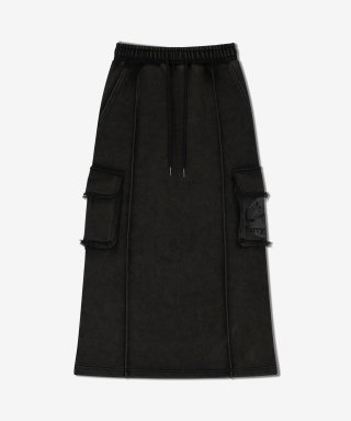 래리클락(LARRY CLARK) [WOMENS] PINTUCK POCKET LONG SKIRT WASHED BLACK 상품 이미지