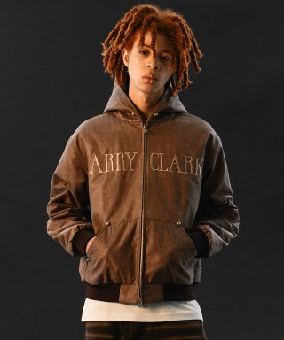 래리클락(LARRY CLARK) CRACK LEATHER HOODED JACKET BROWN 상품 이미지