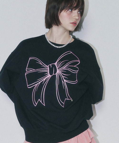 BIG RIBBON LINE SWEATSHIRT BLACK