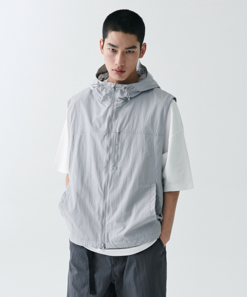 CITY LEISURE HOODED VEST [LIGHT GREY]