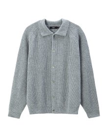 Bold Rib Raglan Collar Knit Cardigan - Grey (원단보류)