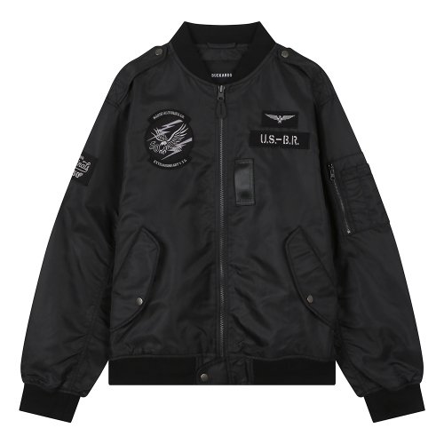 Нейлоновый бомбер с патчем Charcoal Grey