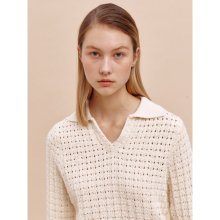 [Candy 20] Cotton Open Collar Pullover  Ivory