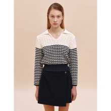 [Candy 20] Cotton Open Collar Pullover  Navy