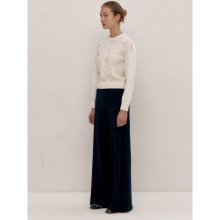 Cotton Blended Cable Knit Pants  Navy