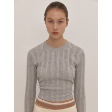 Cotton Blended BackPoint Pullover  Light grey
