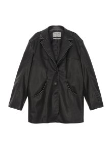 WASHED LEATHER SINGLE JACKET IN BLACK