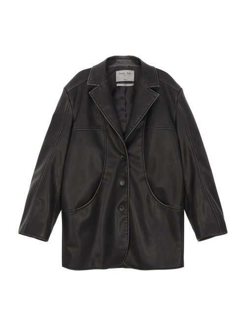 MUSINSA | MATIN KIM WASHED LEATHER SINGLE JACKET IN BLACK