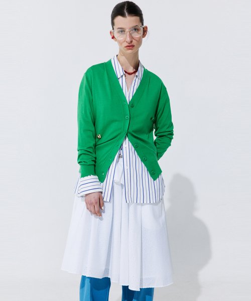Silky Unbalanced Cardigan_Green