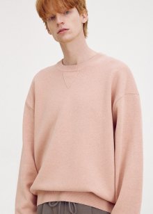 Cotton cashmere tucked sleeve pullover_Apricot