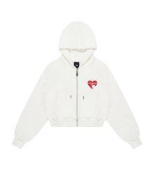 HEART ODOLLY CROP HOODIE ZIP-UP-WHITE