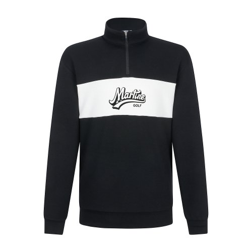 Color Block Half Zip-up Shirts_Black (Men)
