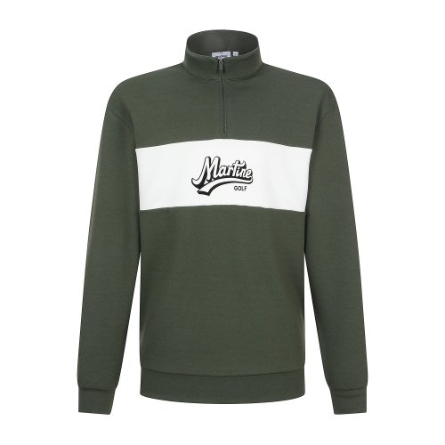 Color Block Half Zip-up Shirts_Khaki (Men)