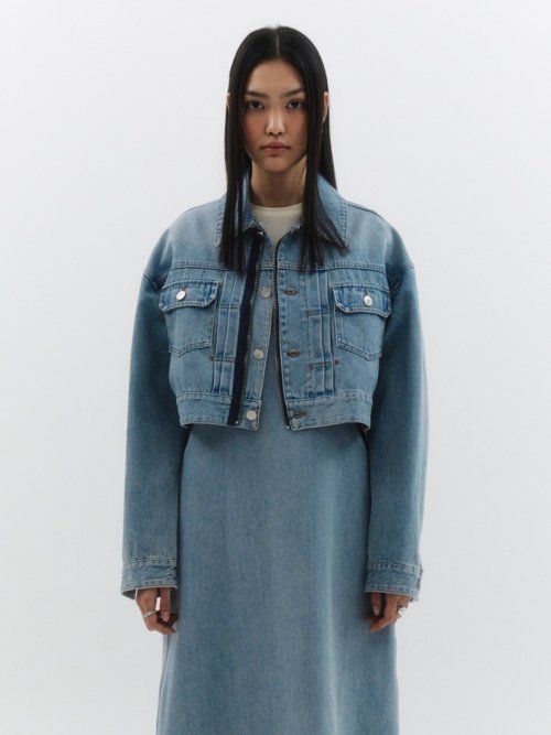Кроп-куртка на молнии, Light Blue
