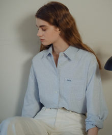 Embo cotton oversized stripe shirt_Blue