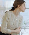 Scallop cable cashmere blended cardigan_Oatmeal