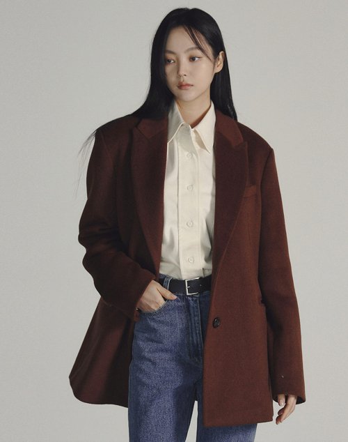 OVERFIT JACKET WOOL COAT BROWN