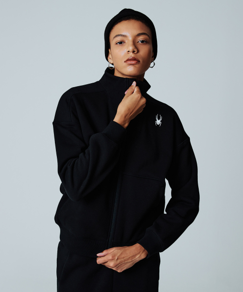 Женская свободная олимпийка с начесом Stand Neck SPIWCNFT351WBLK