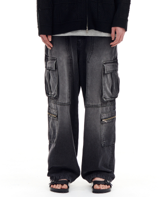 아카이브 볼드(ARCHIVE BOLD) MULTI POCKET DENIM PANTS (BLACK) 상품 이미지