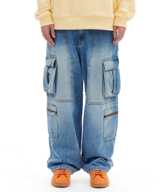 아카이브 볼드(ARCHIVE BOLD) MULTI POCKET DENIM PANTS (LIGHT BLUE) 상품 이미지