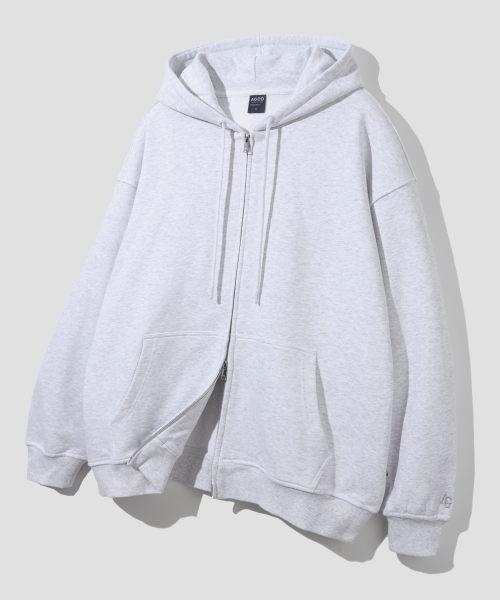 2WAY SWEAT HOODED ZIP-UP [WHITE MELANGE]