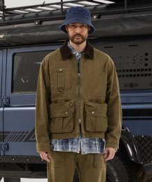 FADED COTTON WORK JACKET OLIVE_FQ1WJ39U