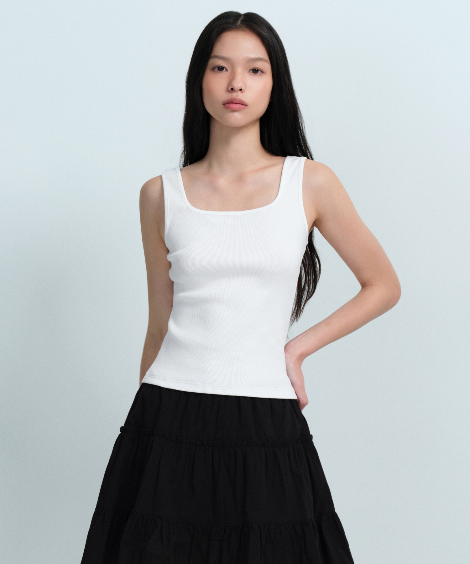 WOMENS SQUARE NECK TANK TOP [WHITE]