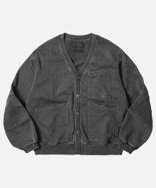 PIGMENT DYEING HEAVYWEIGHT CARDIGAN _ CHARCOAL