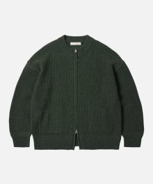 WOOL DECK ZIP UP CARDIGAN _ FOREST GREEN