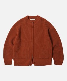 WOOL DECK ZIP UP CARDIGAN _ BRICK