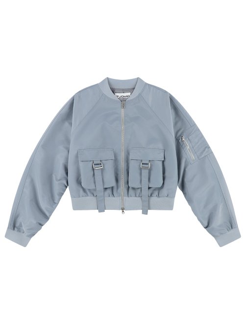 BELTED POCKET BOMBER [DUSTY BLUE]