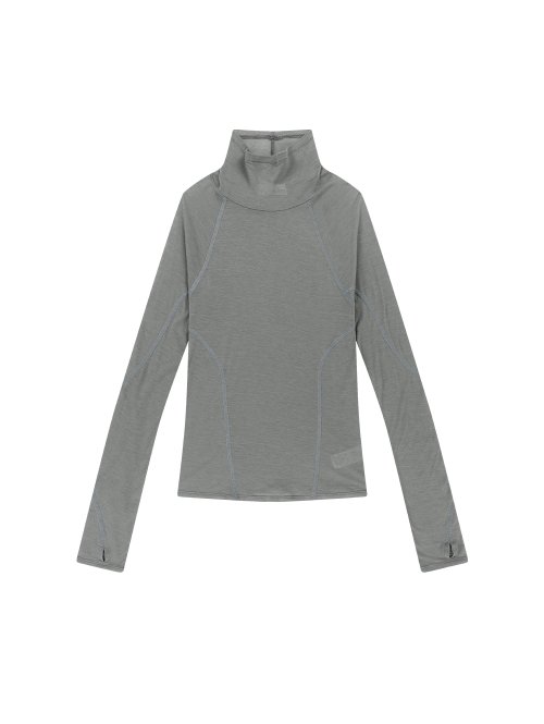 SHEER MOCK NECK TOP [GREY]