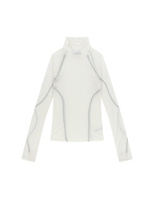 SHEER MOCK NECK TOP [IVORY]